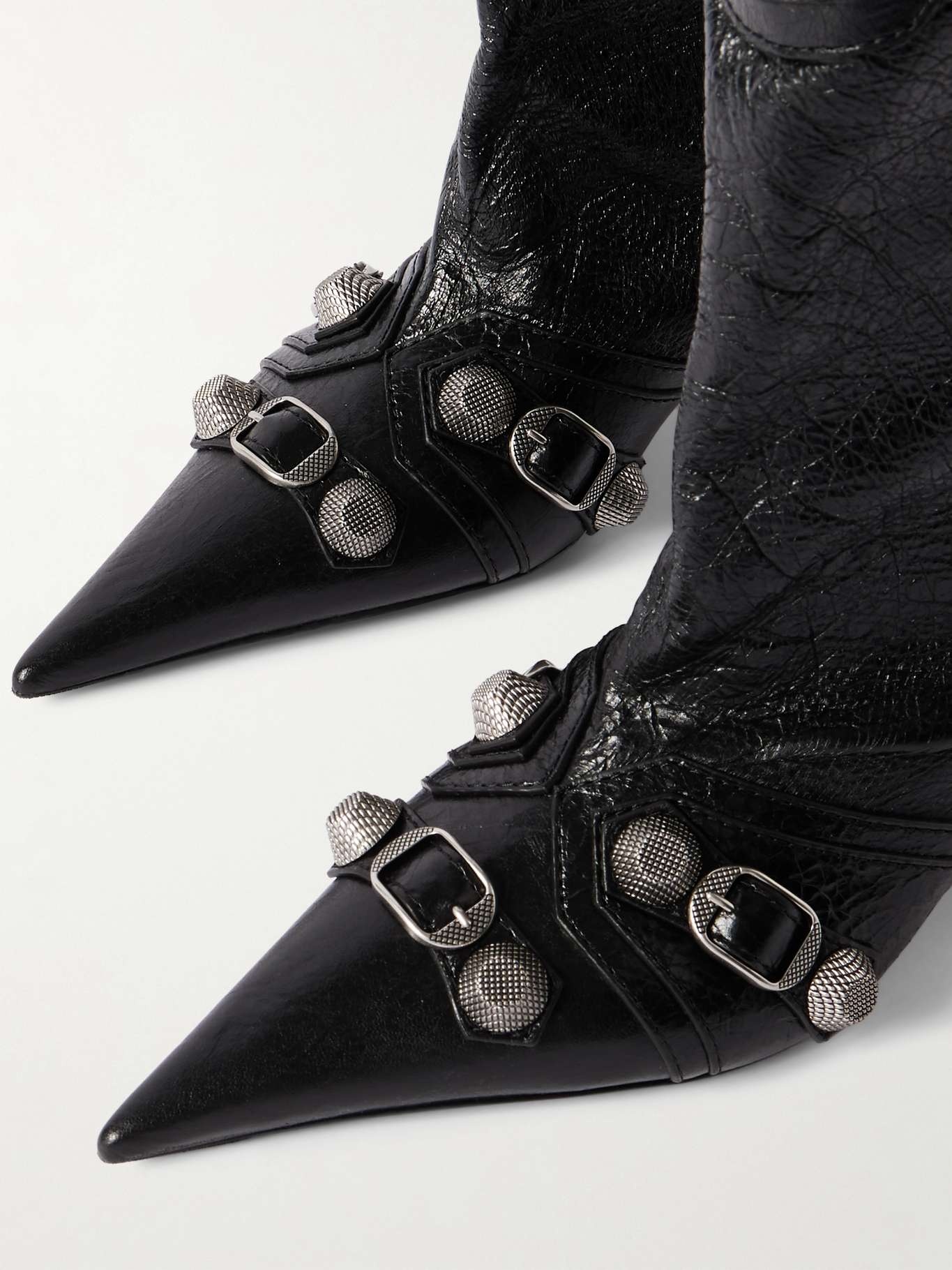 Cagole zip-embellished studded crinkled-leather ankle boots - 4