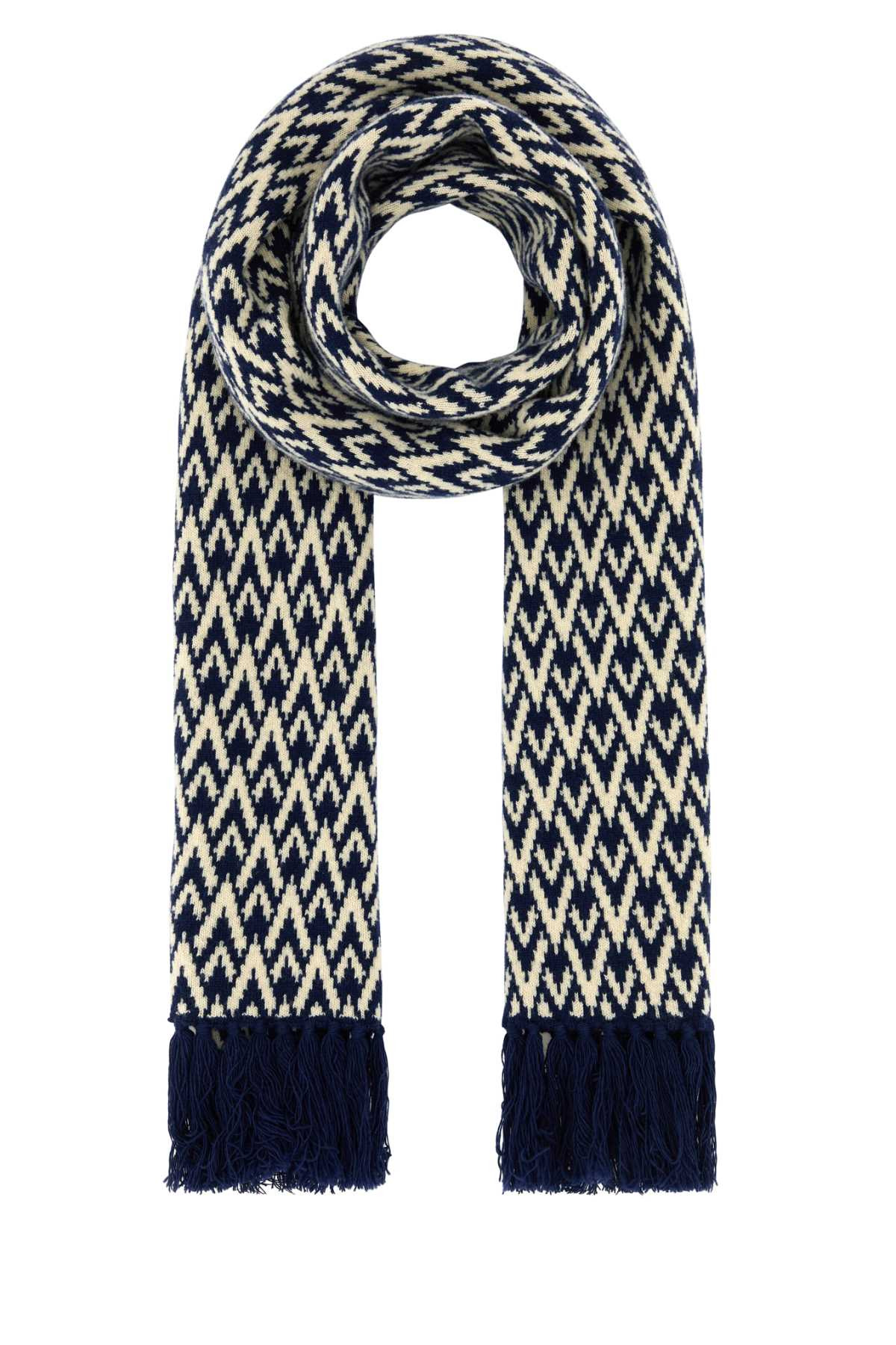 Valentino Garavani Men Embroidered Wool Toute La V Scarf - 1