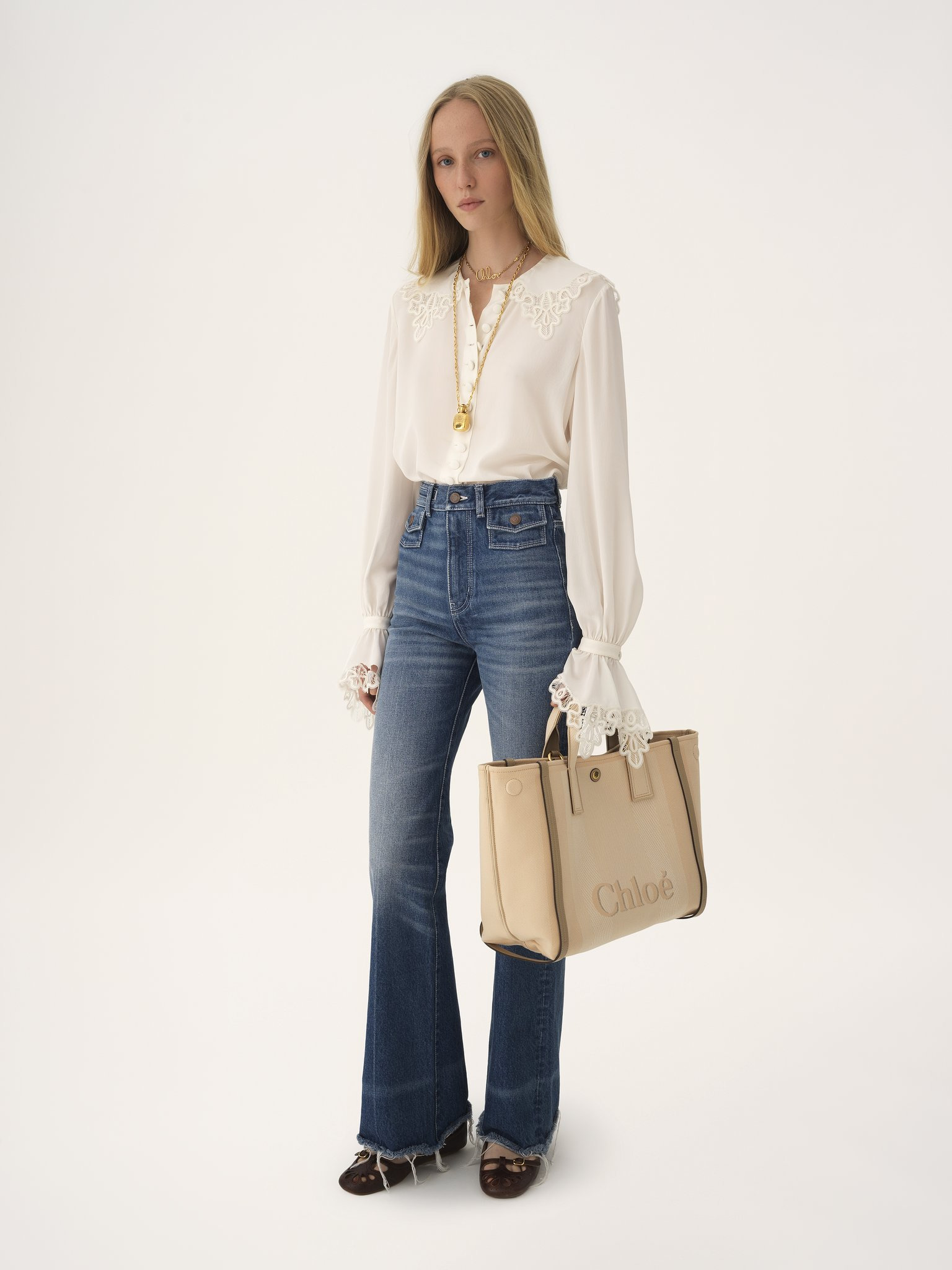 CHLOÉ CARRY TOTE BAG IN CANVAS - 7