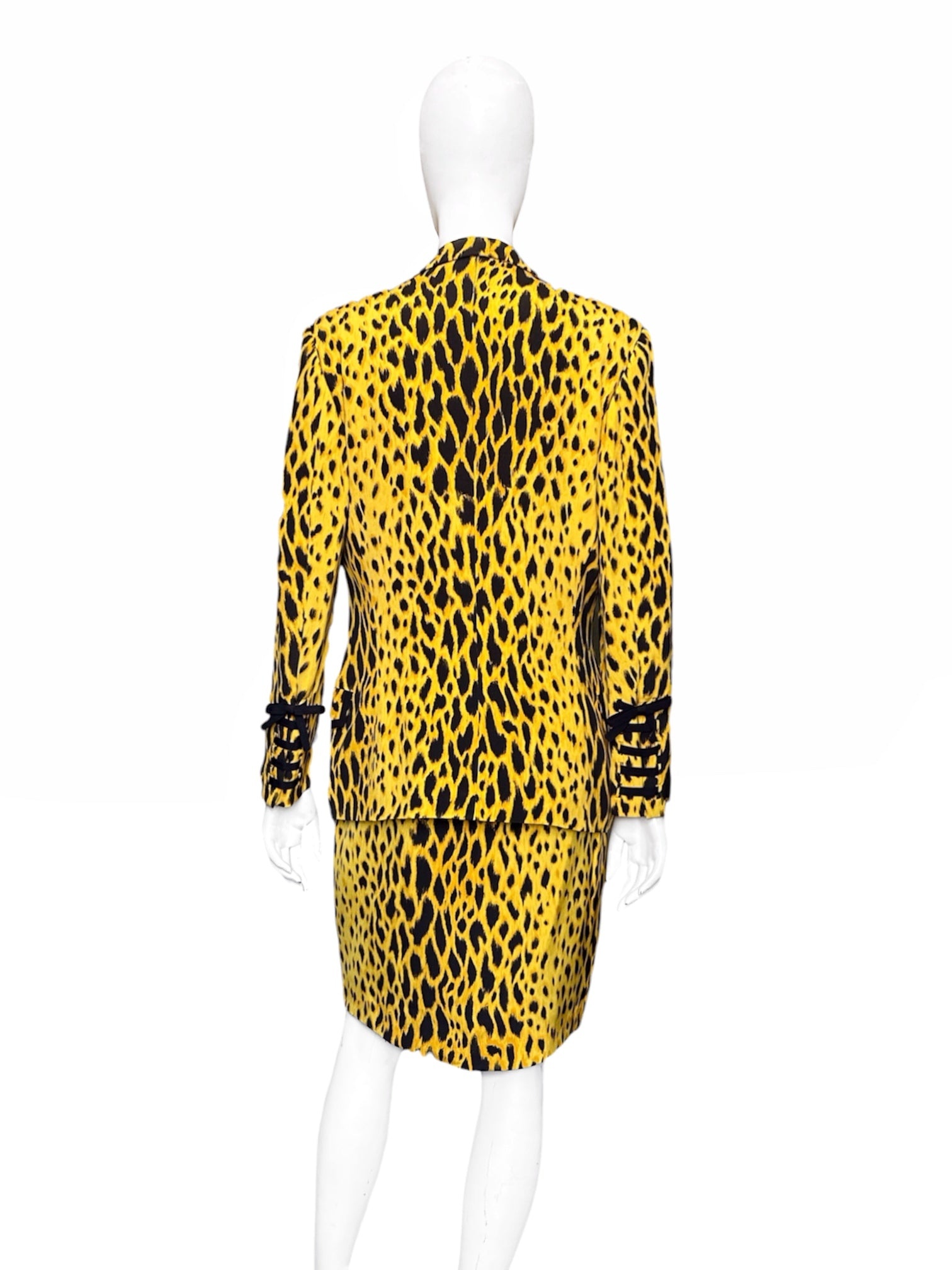 MONUMENTAL Gianni Versace Spring 1992 ANIMALIER Runway Leopard Print Silk Blazer Skirt Set 42 - 9