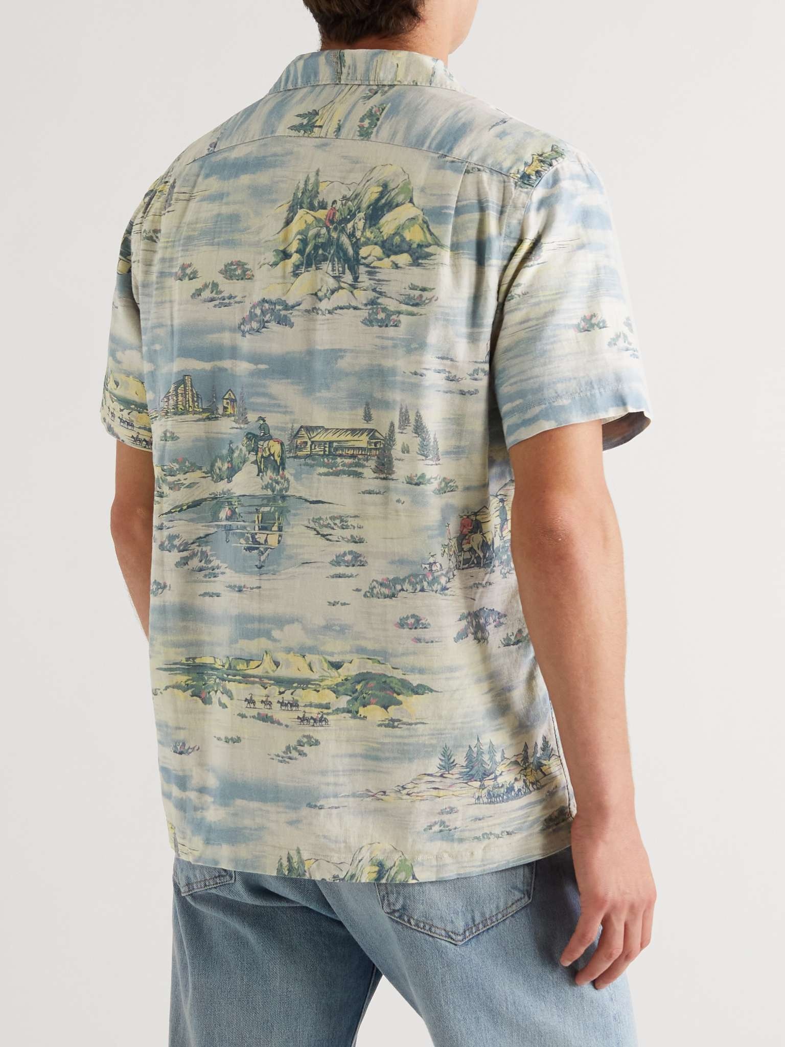 Convertible-Collar Printed Linen-Blend Shirt - 4