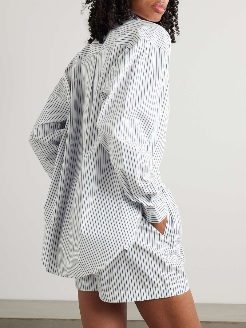 SRC embroidered striped cotton-poplin shirt White 4