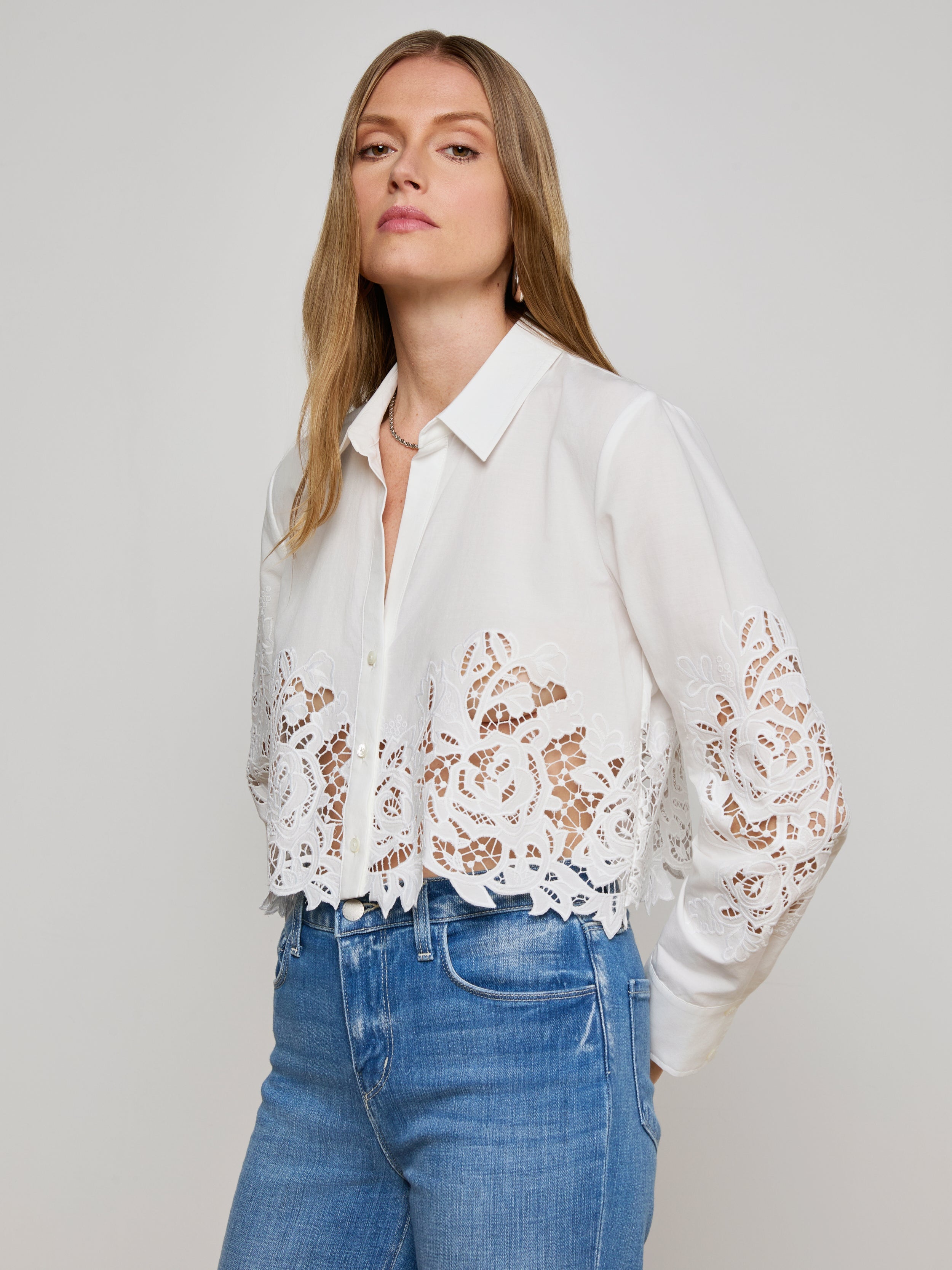 Seychelle Cropped Lace Blouse - 4