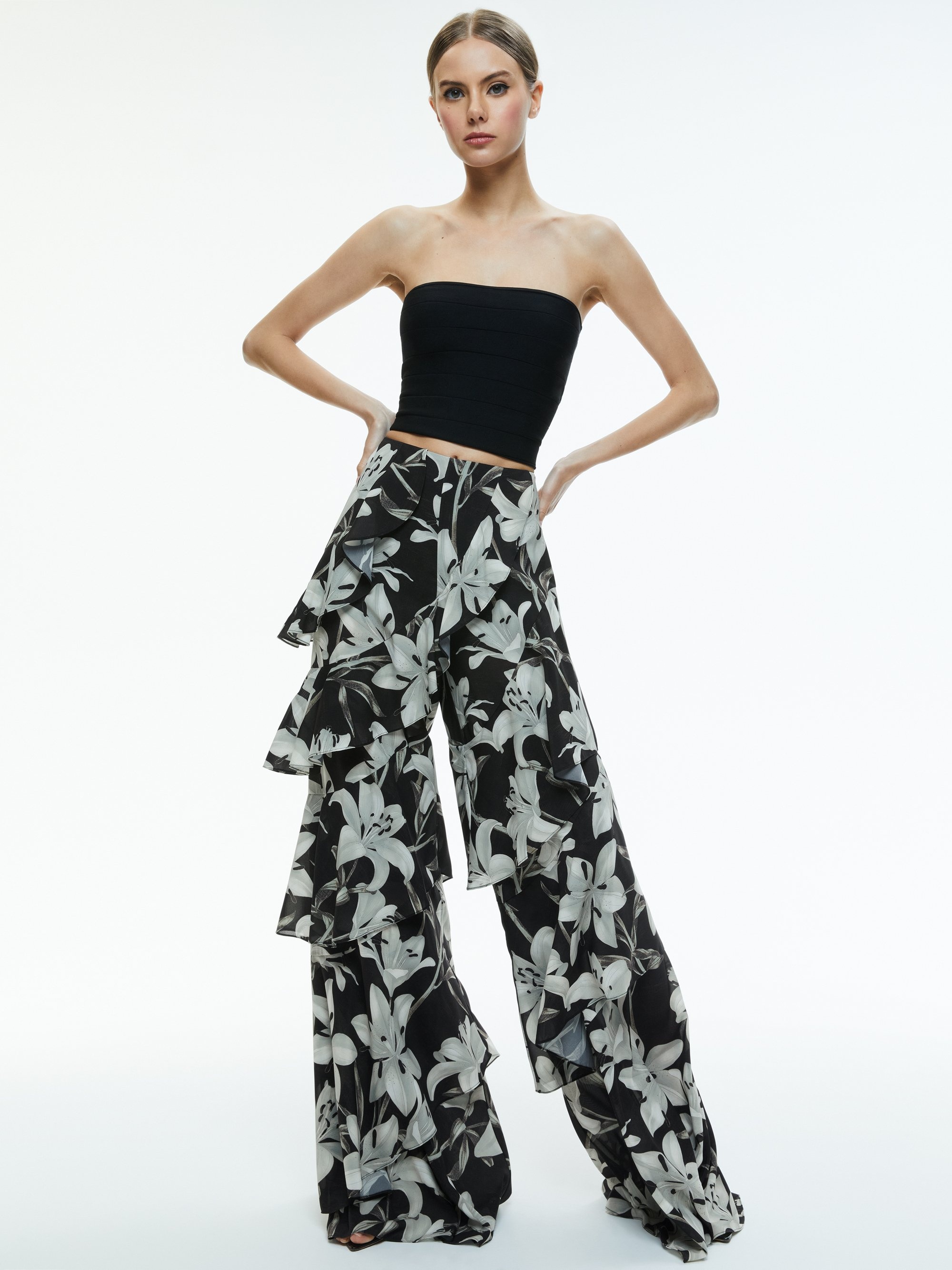 LOTUS HIGH RISE WIDE LEG RUFFLE PANT - 6