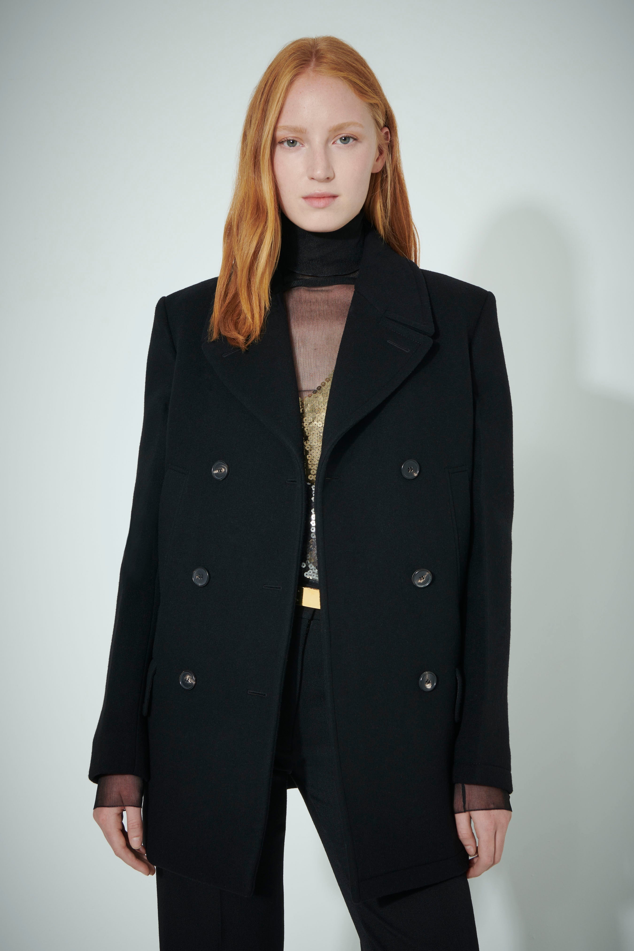 Pea Coat in Black - 3