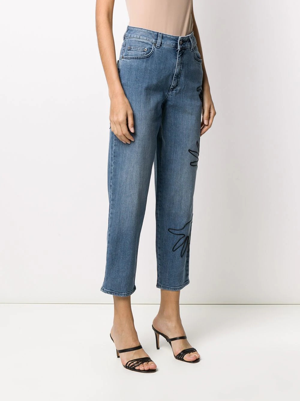 cornley embroidered cropped jeans - 3