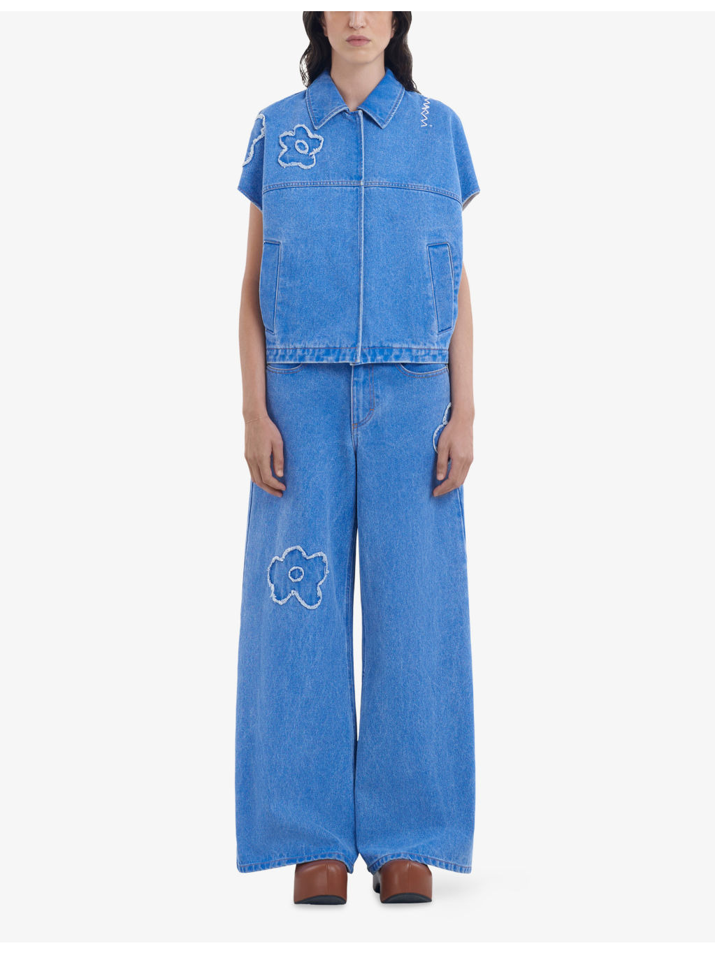 Flower-Patch Cotton Denim Shirt - 2
