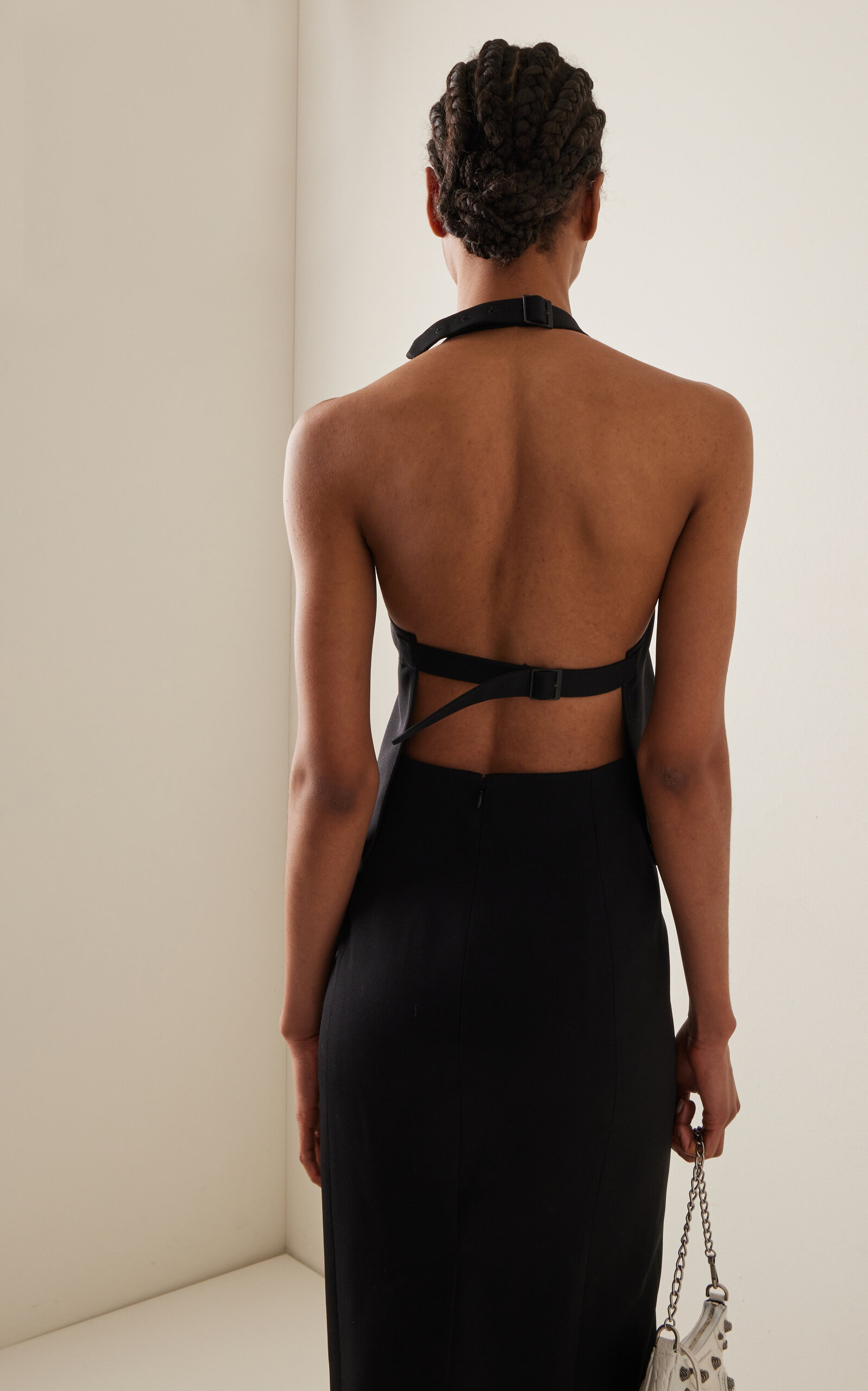 Wool Backless Halter Top black - 4