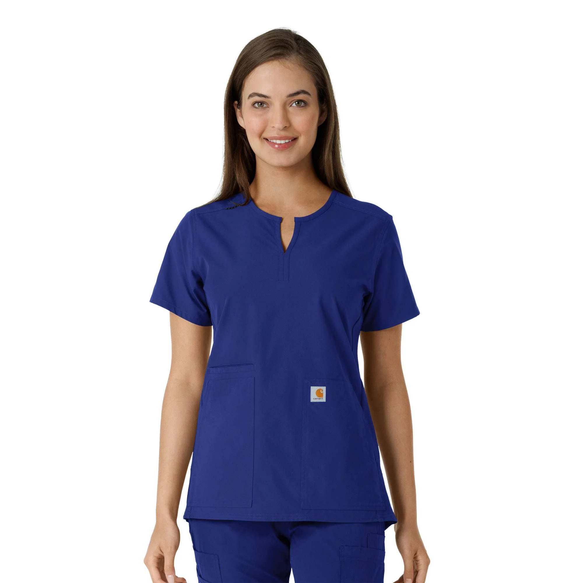 Women's Force Essentials Notch Neck Tunic Knit Panel Scrub Top - 1