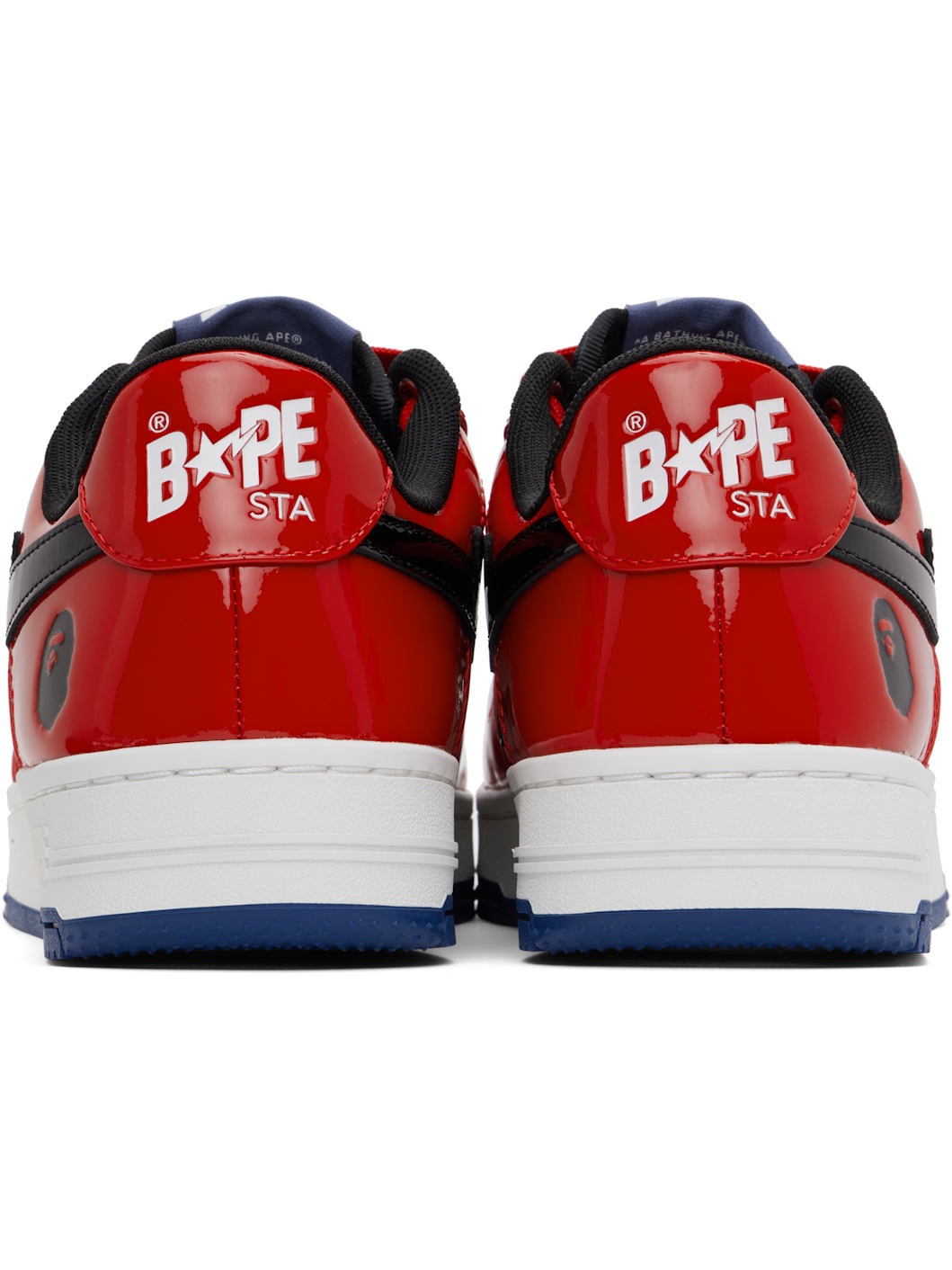 Red & White 'BAPE' STA # 1 Sneakers - 3