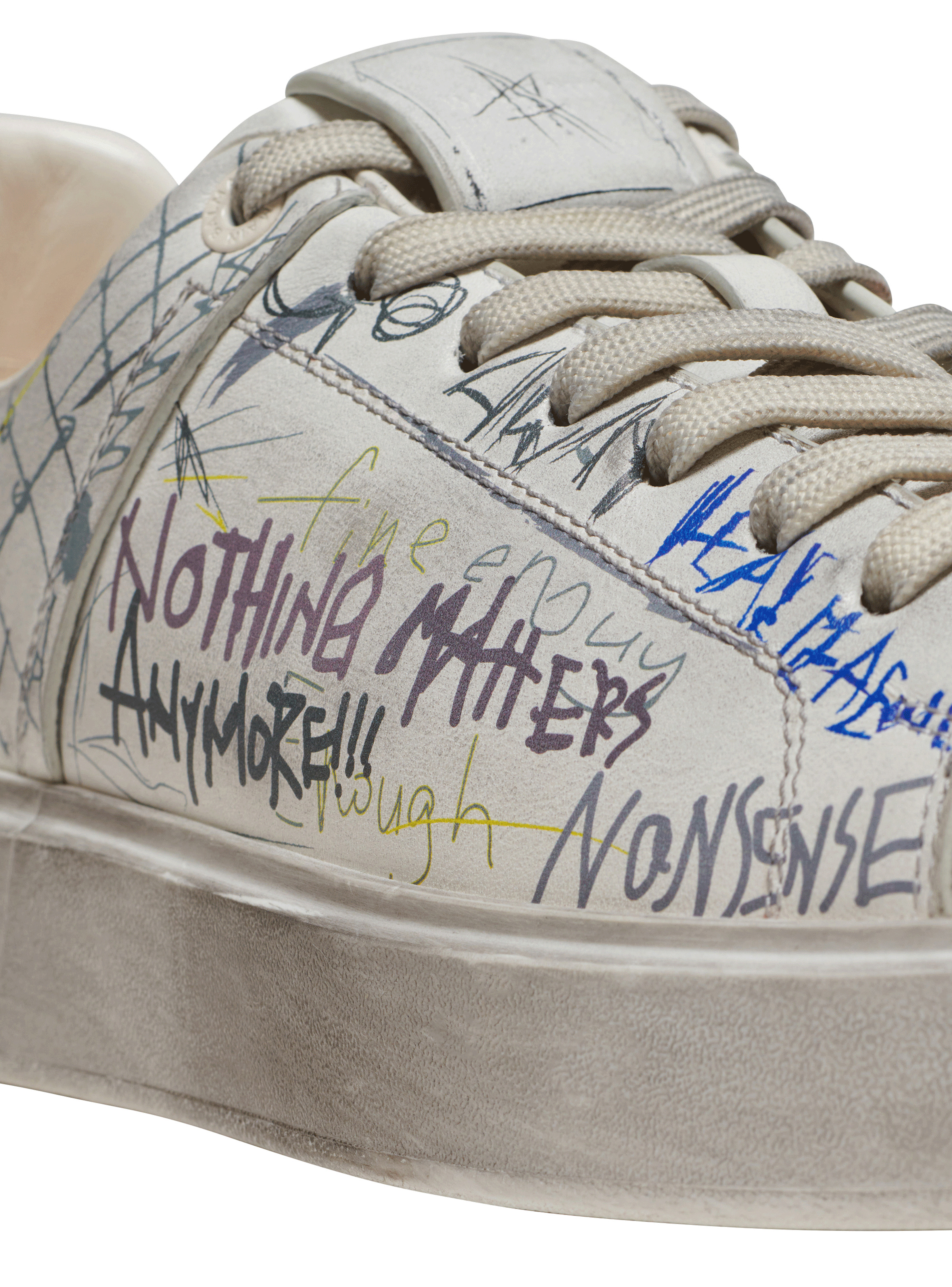 Leather graffiti print B-Court sneakers - 6