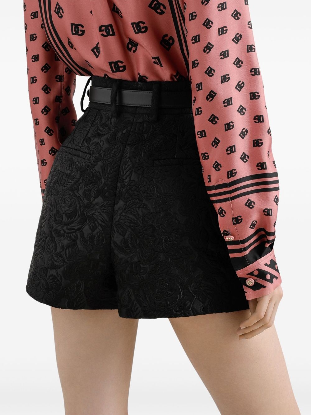 floral brocade-effect shorts - 5