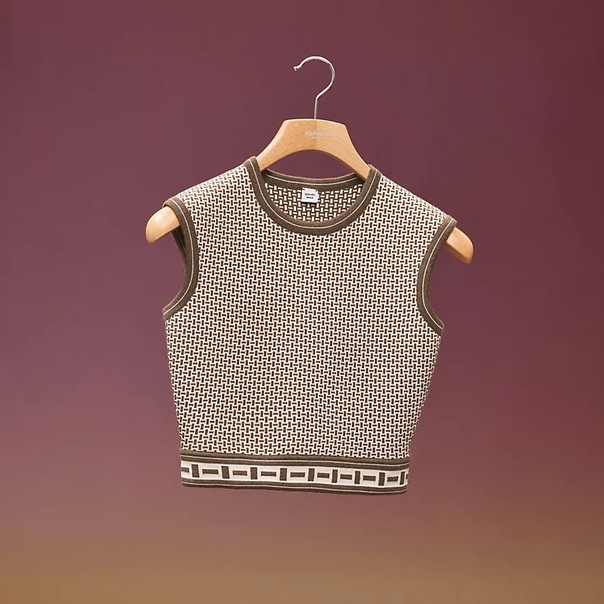 "Mosaique" sleeveless cropped sweater - 5