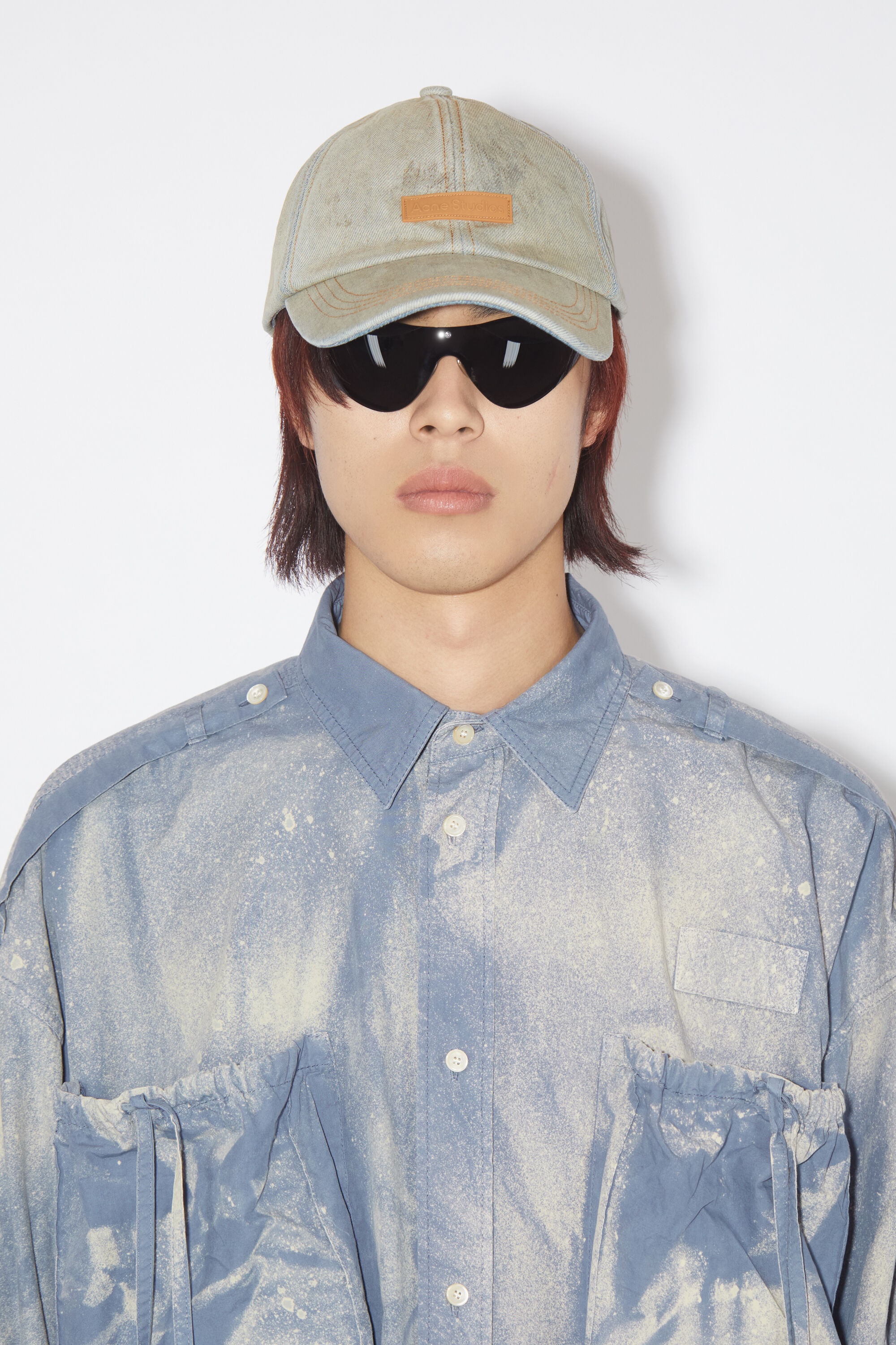 Sprayed button-up shirt - Mid Blue - 4