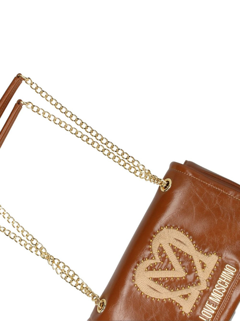 logo-plaque studded shoulder bag 4