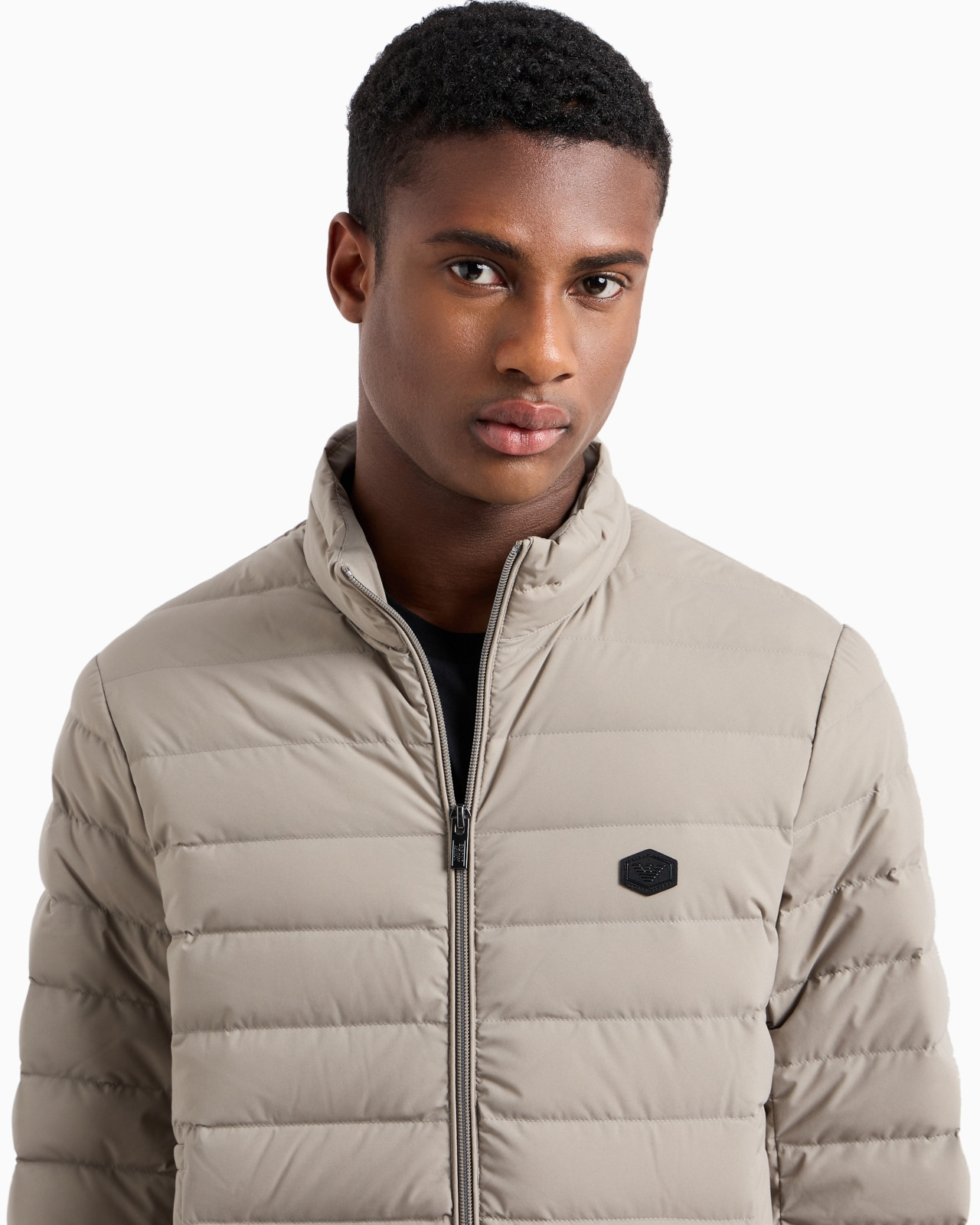 Quilted nylon full-zip down jacket with eagle logo patch - 5