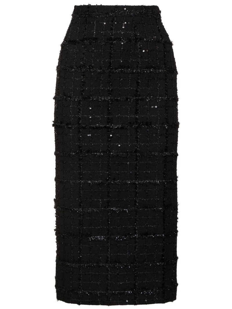 Sequined checked tweed midi skirt - 1