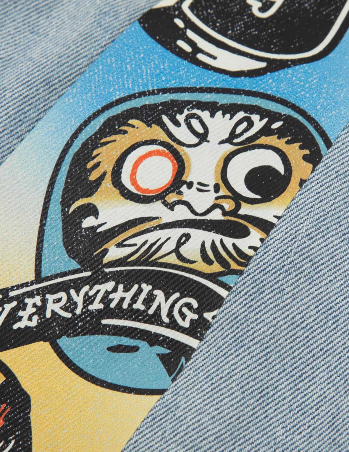GAMING DARUMA DAICOCK PRINT RELAX FIT SHORT-SLEEVE DENIM SHIRT - 7