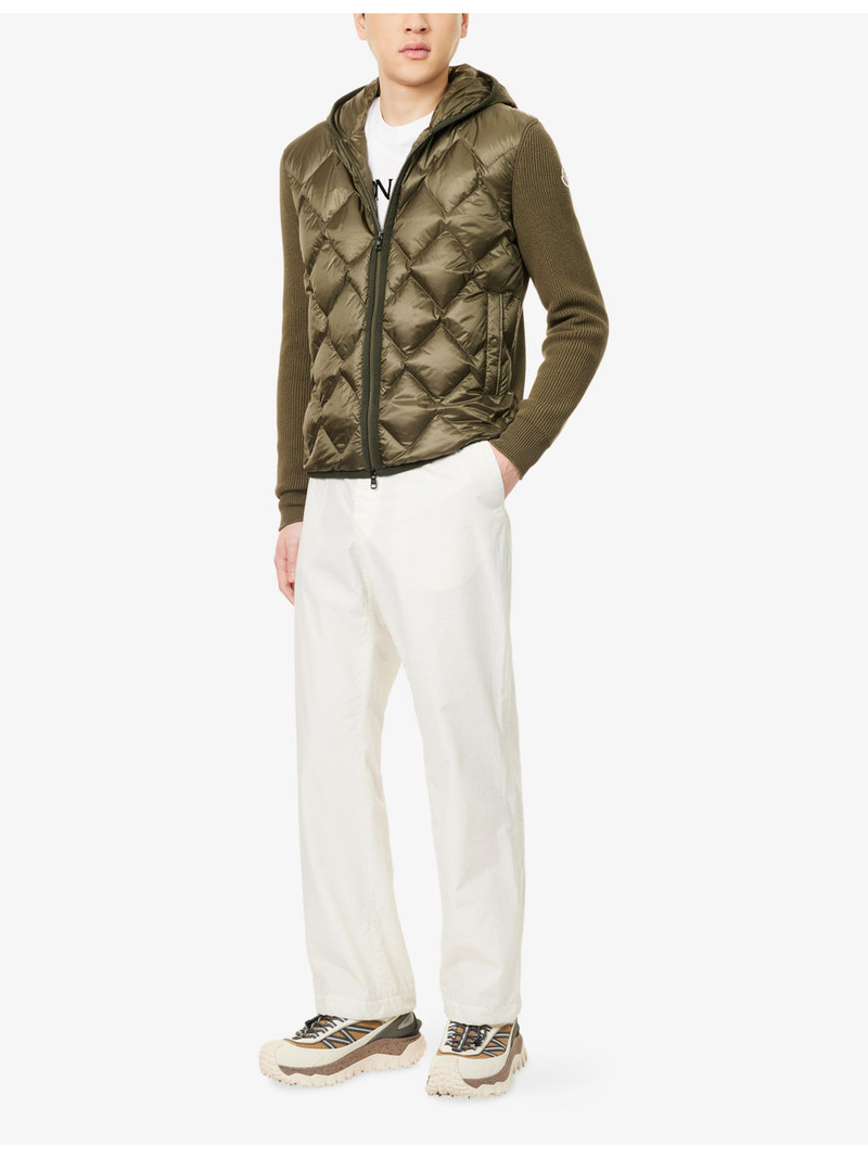 Moncler Contrast-Knit Hooded Shell-Down Cardigan outlook