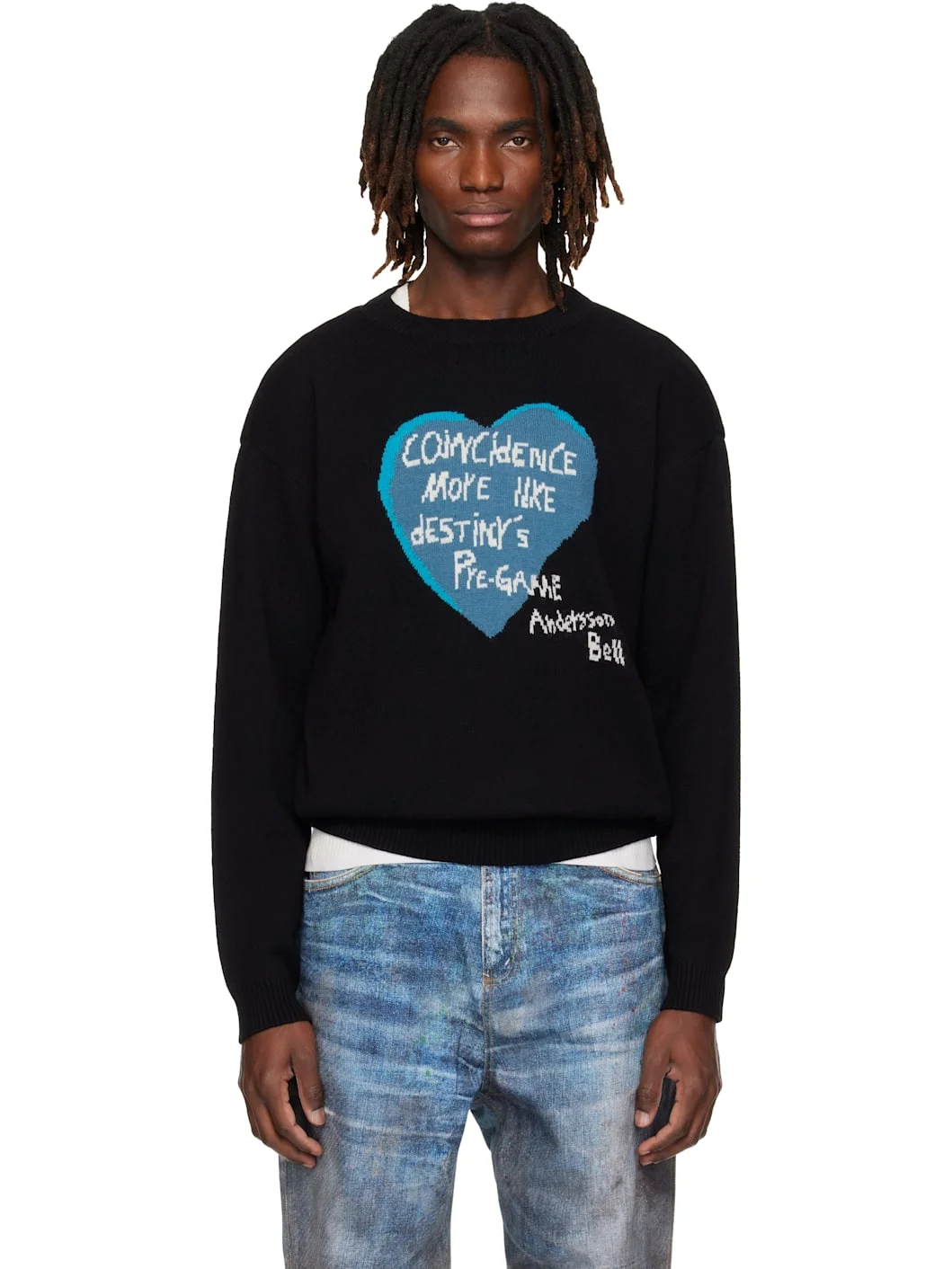 Black Heart Message Crew-Neck Sweater - 1
