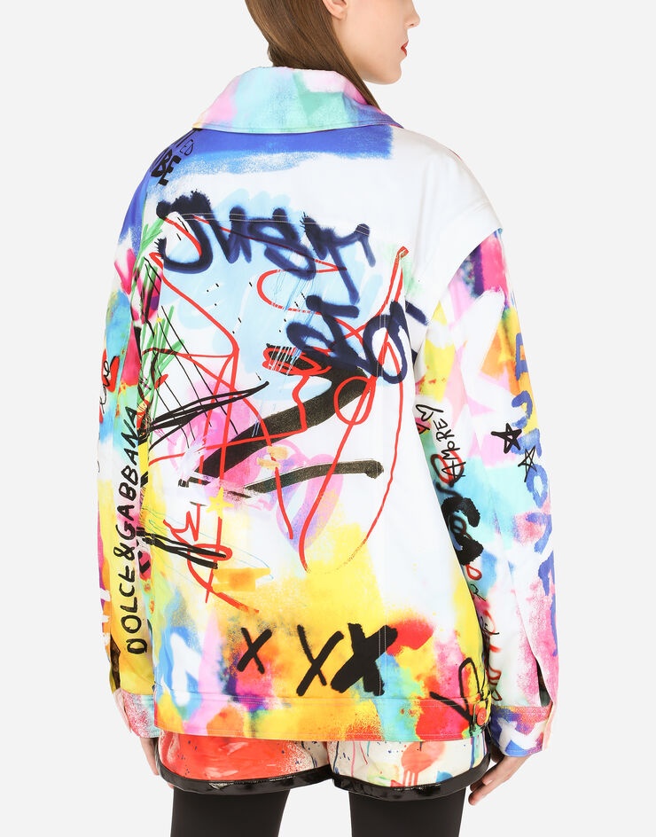 Nylon jacket with multi-colored graffiti print - 5