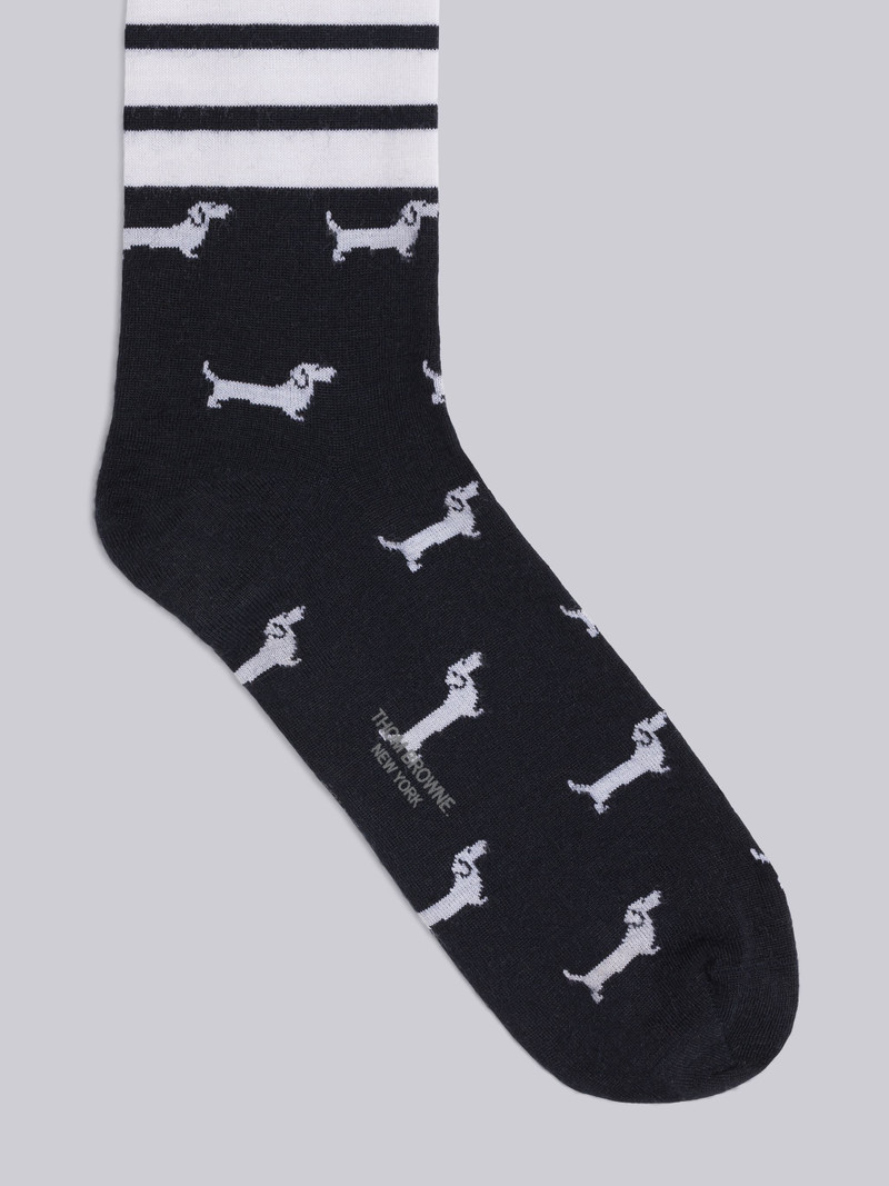Thom Browne Fine Merino Wool Mid Calf 4-Bar Half Drop Socks outlook