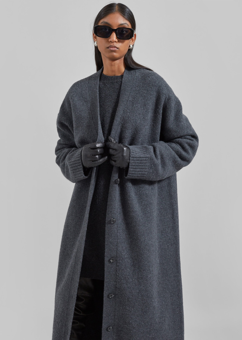 Emi Long Knit Cardigan - Dark Grey Melange 3