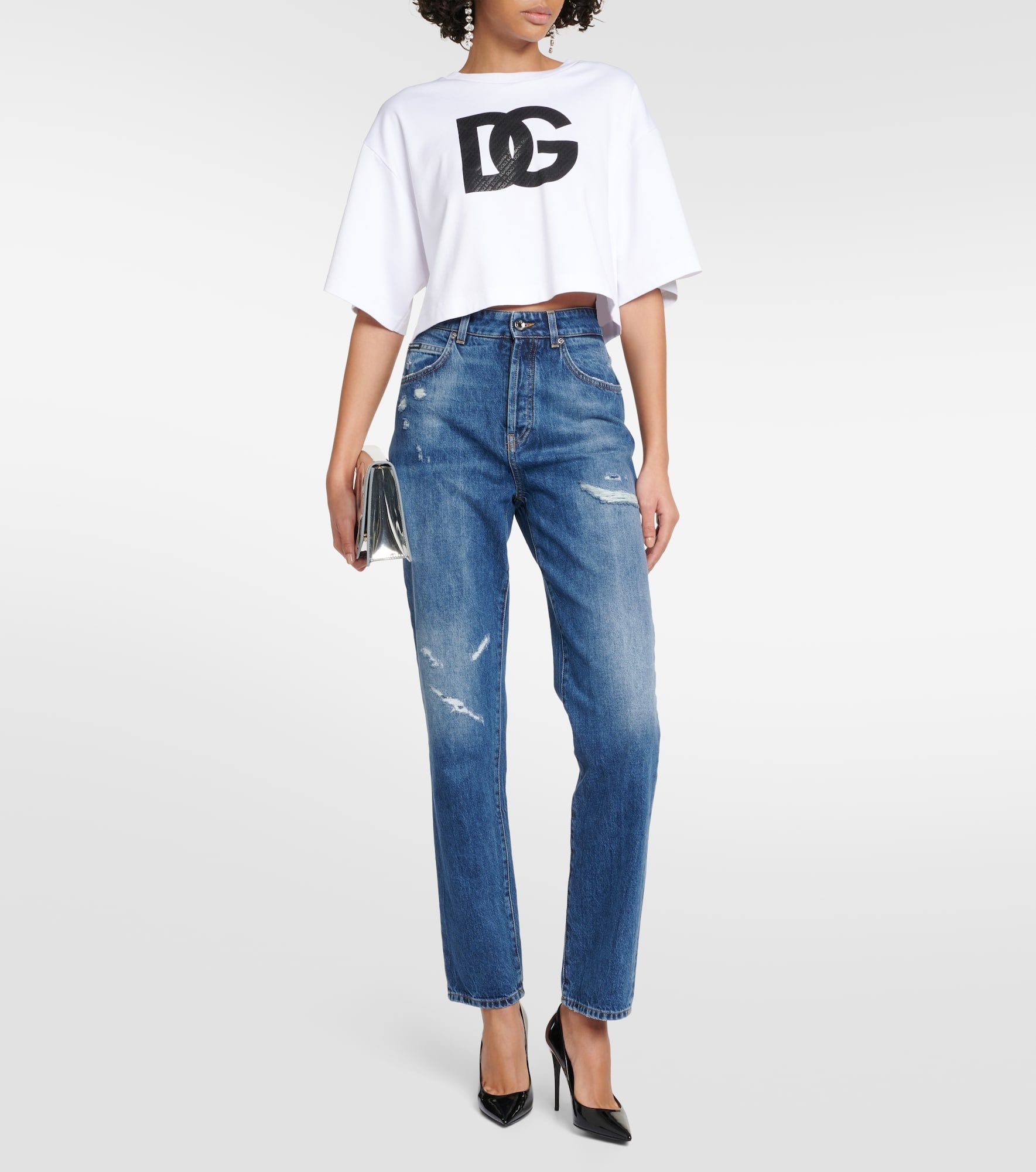 Distressed high-rise straight jeans - 2