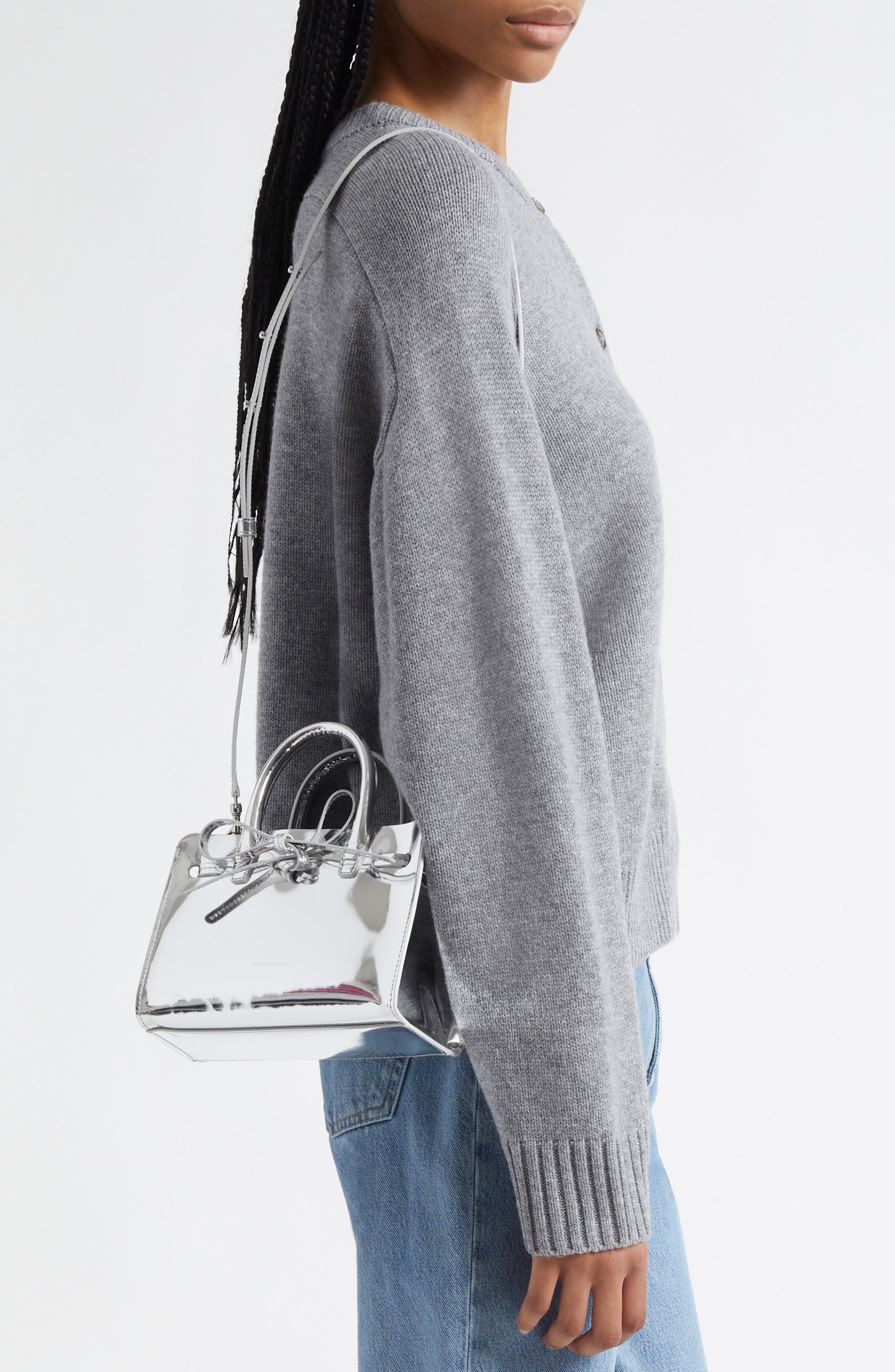 Mansur Gavriel Mini Sun Metallic Leather Tote in Silver at Nordstrom - 2