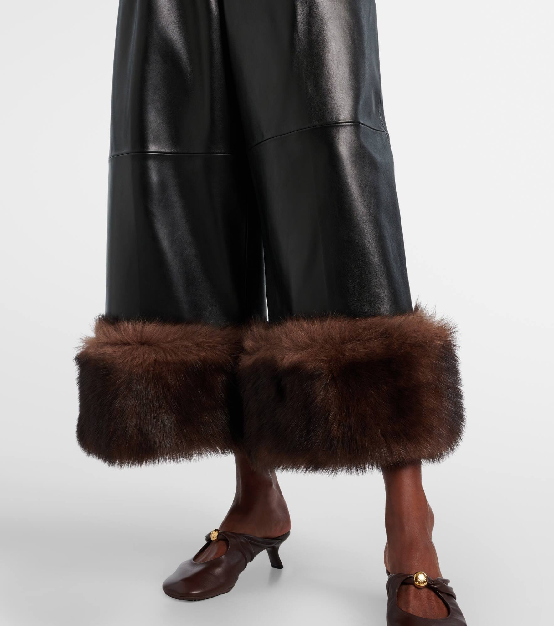 Leather wide-leg pants - 6
