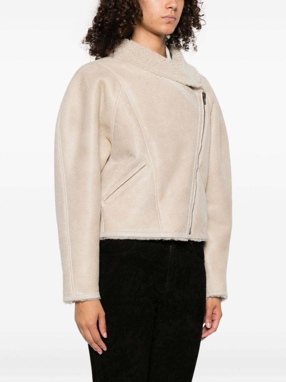 Blondine zip-front shearling jacket - 3