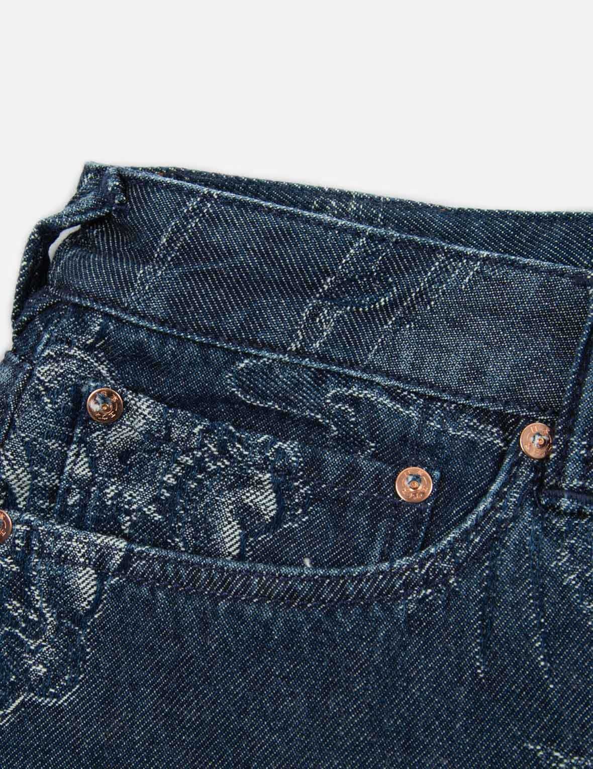 KOMAINU JACQUARD DENIM SHORTS - 8