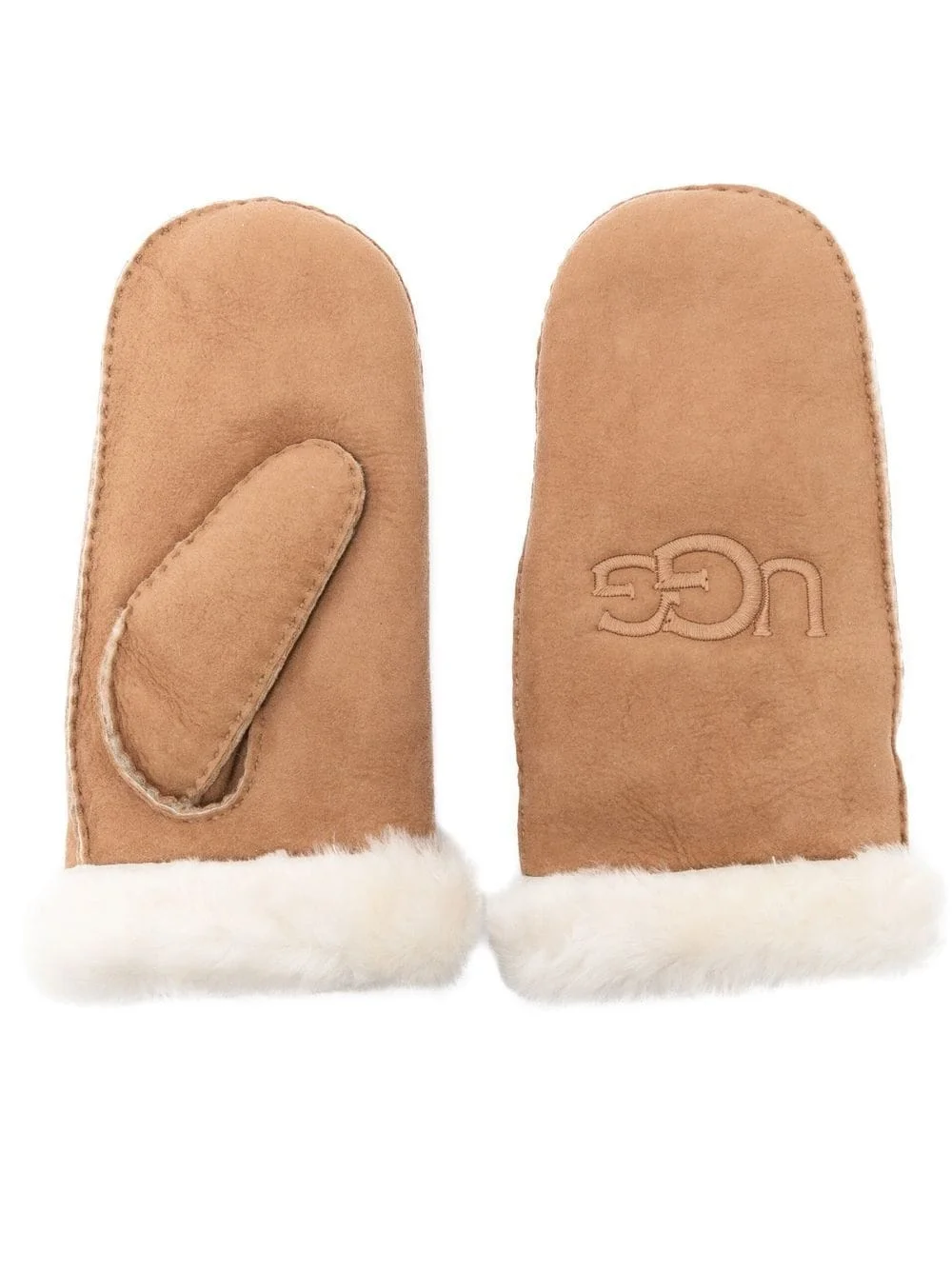 embroidered-logo shearling mittens - 1