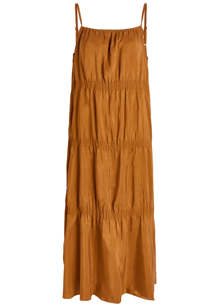 Eileen Fisher Tiered Silk Midi Dress - 1