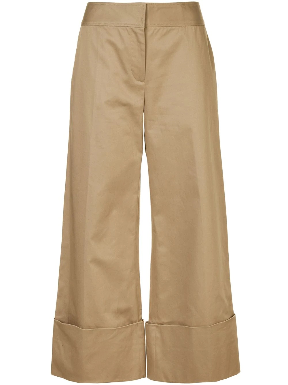 cotton gabardine wide-leg trousers - 1