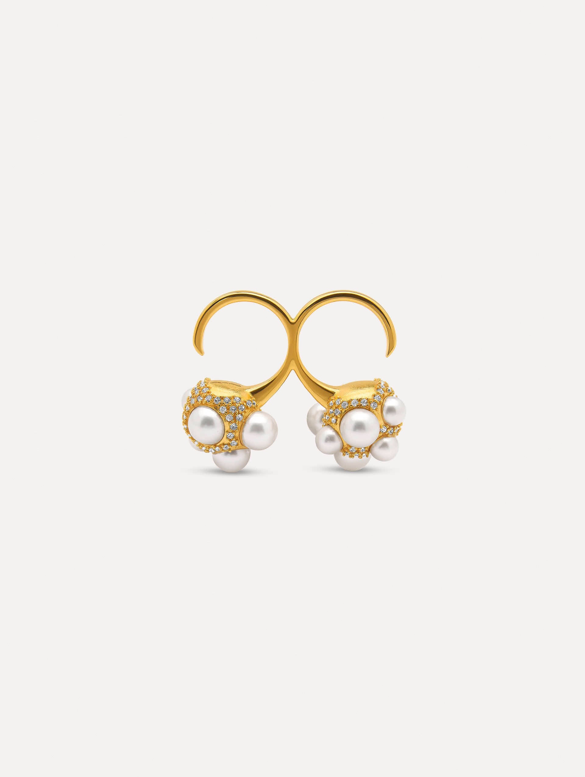 PEARL PAVÉ CLUSTER DOUBLE RING - 4