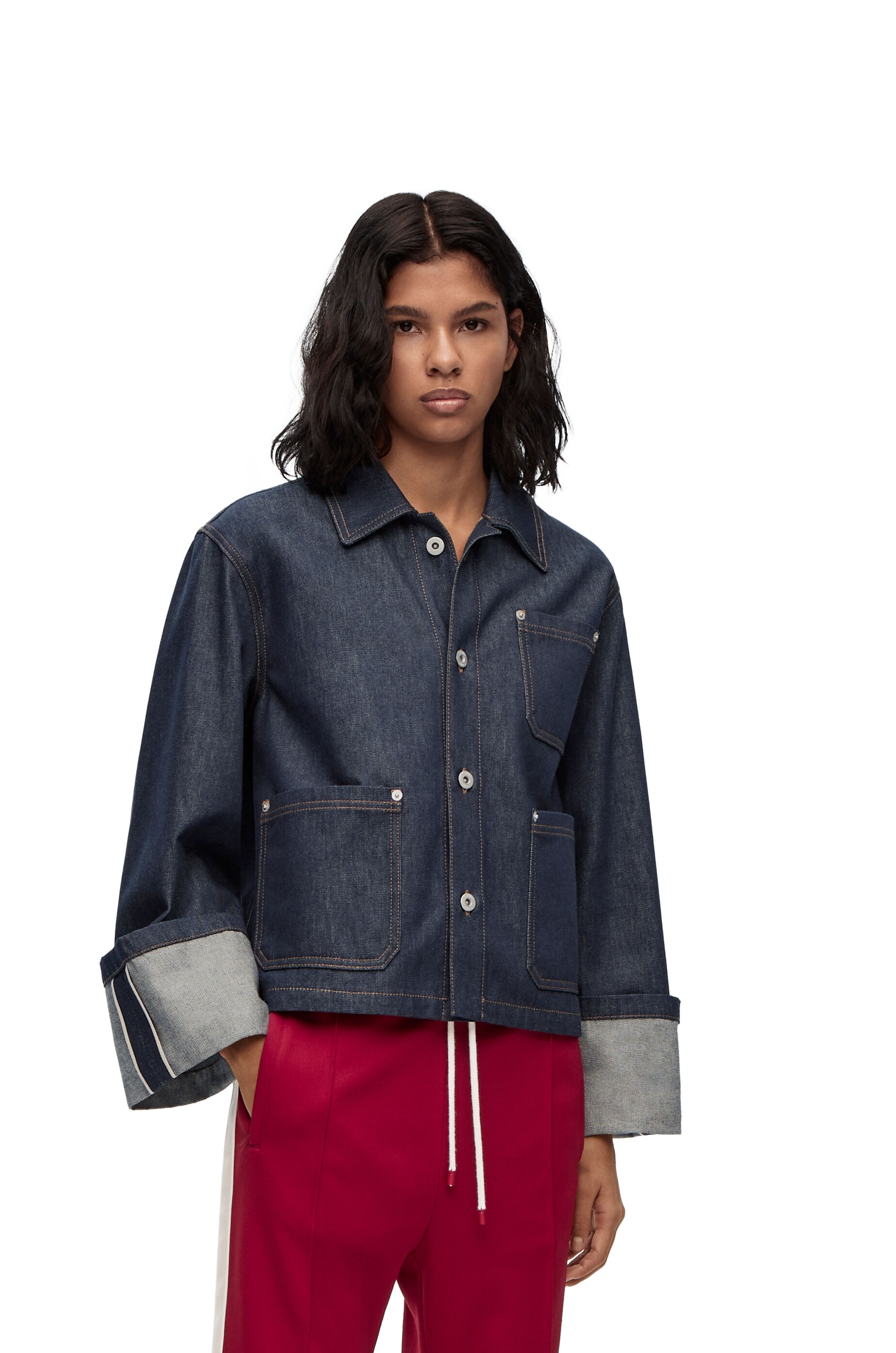 Fisherman turn-up jacket in denim - 3