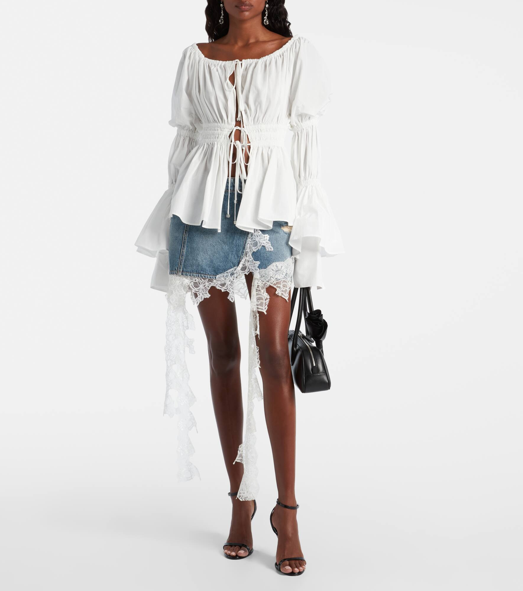 Lace-trimmed denim miniskirt - 2