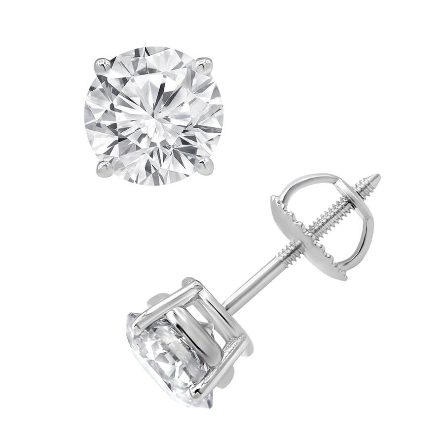 Brilliant Diamond - Brilliant Diamond 14KT White Gold 2.00 Carat Round Cut Lab Grown Diamond Stud Earrings for Women - 1