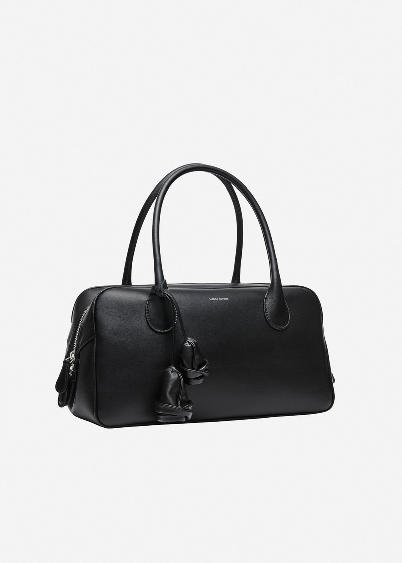 MAGDA BUTRYM Brigitte in black leather with flower charm outlook