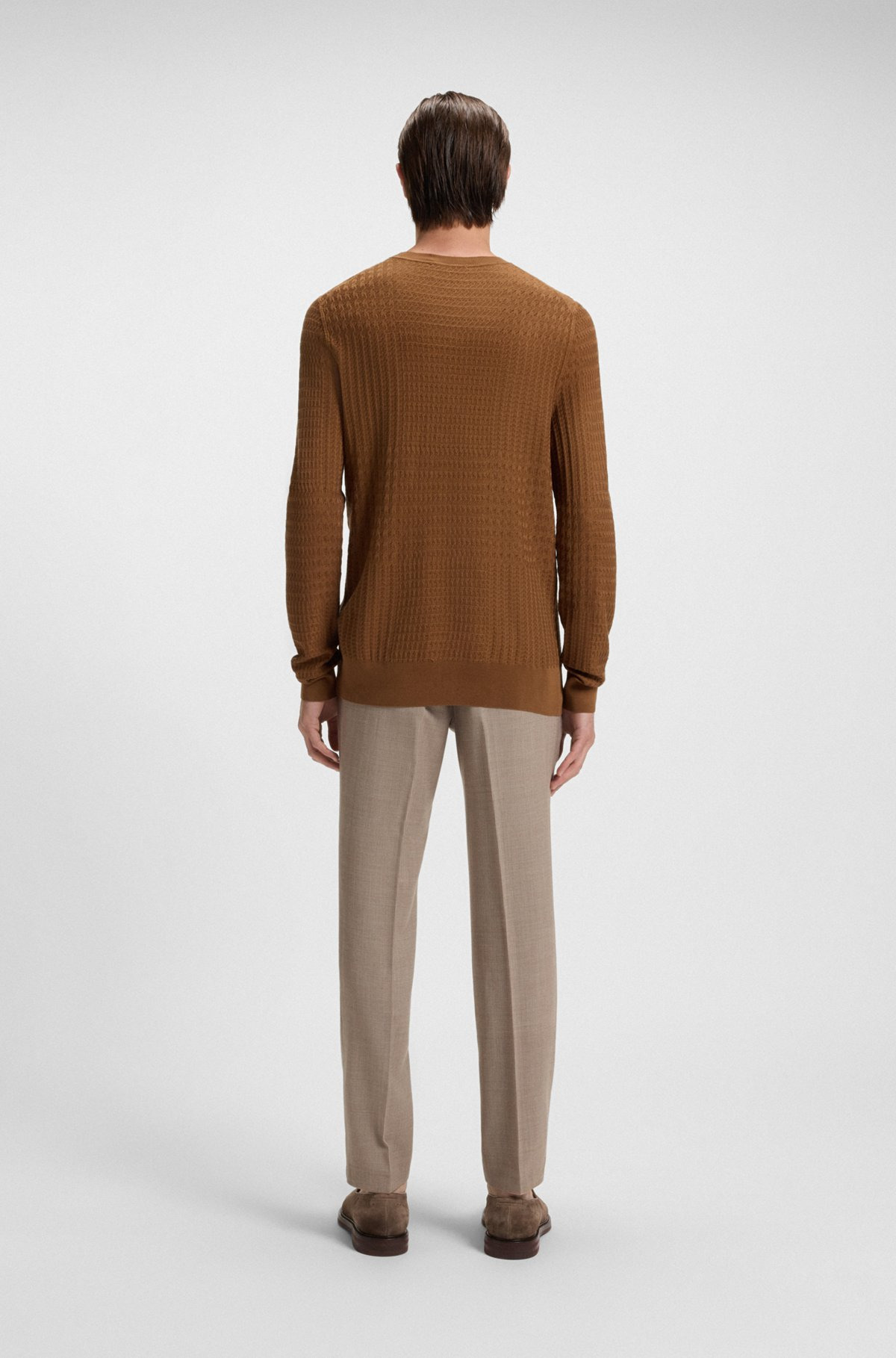 SILK SWEATER WITH PRINCE OF WALES CHECK STRUCTURE - 5