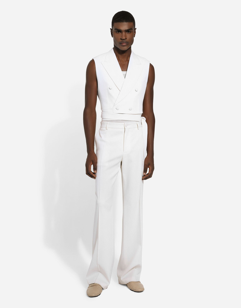 Dolce & Gabbana Belted cropped double-breasted wool waistcoat outlook