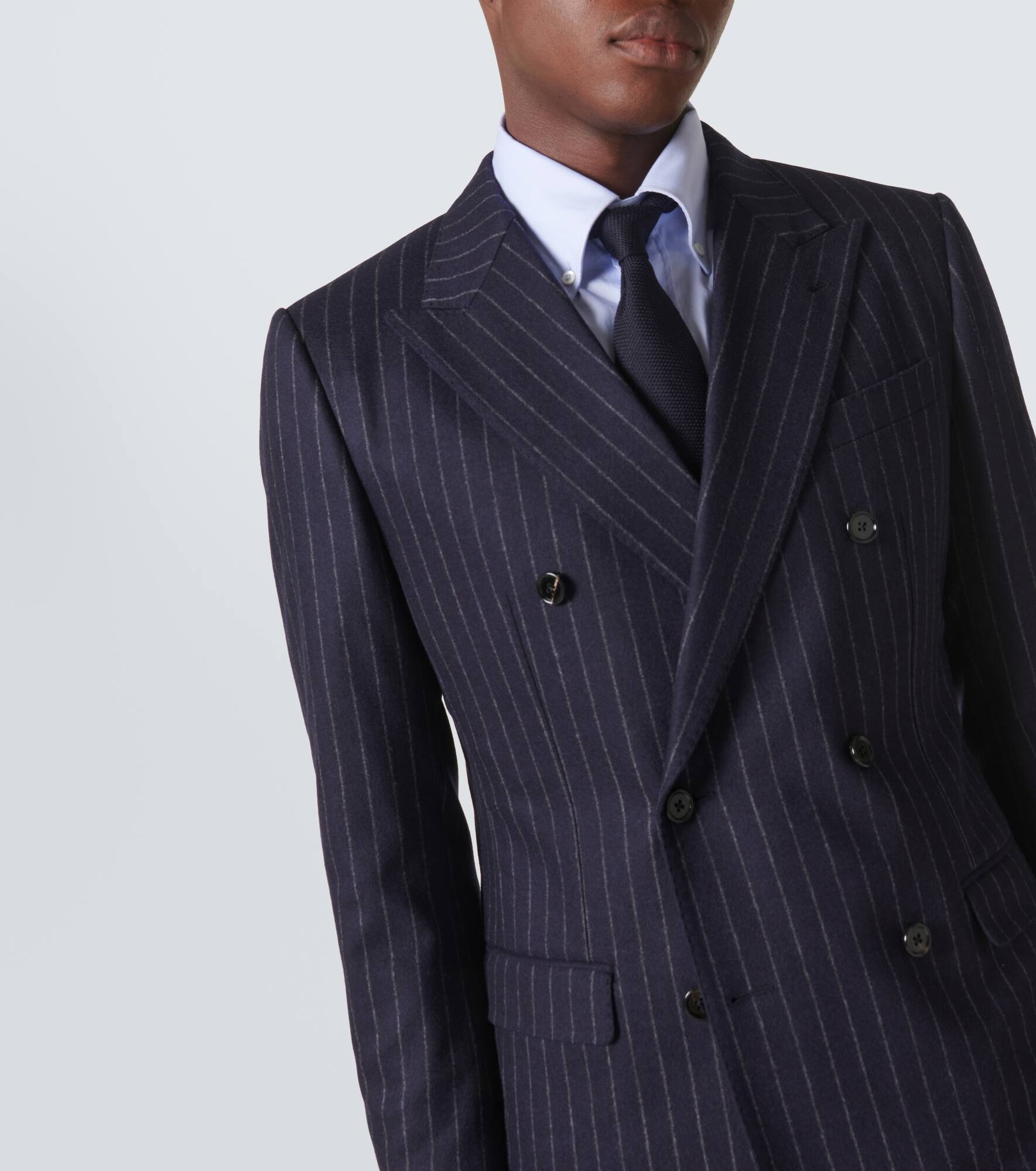 Pinstripe wool and cashmere suit jacket - 5