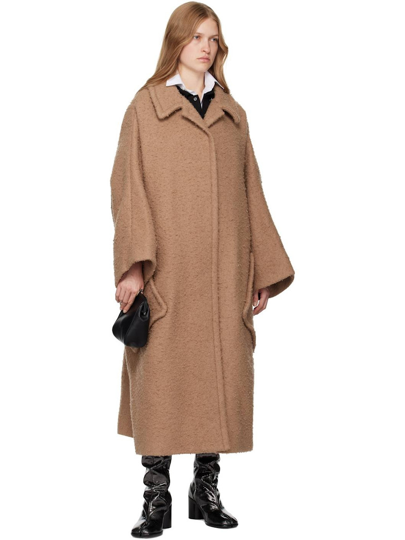 Maison Margiela Brown Bouclé Wool Mohair Coat outlook
