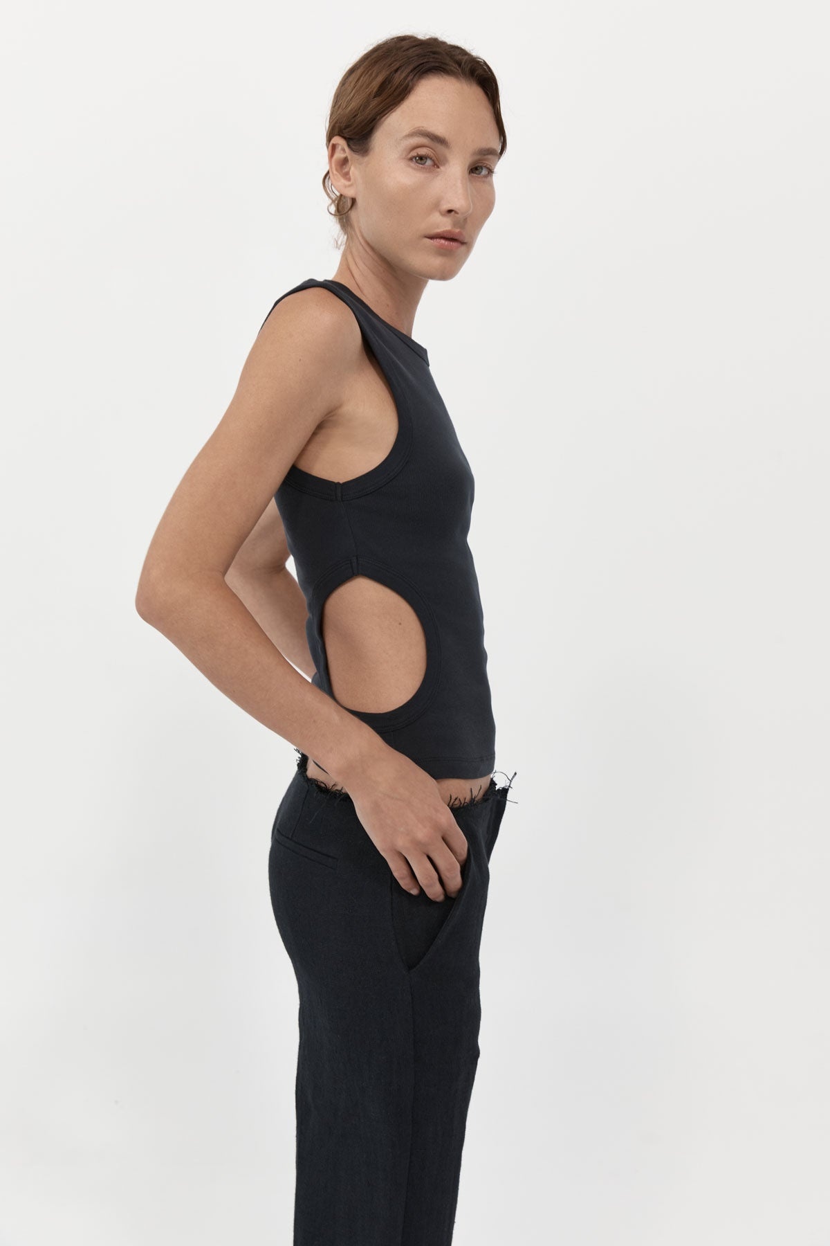 Organic Cotton Cut Out Tank - Black - 2