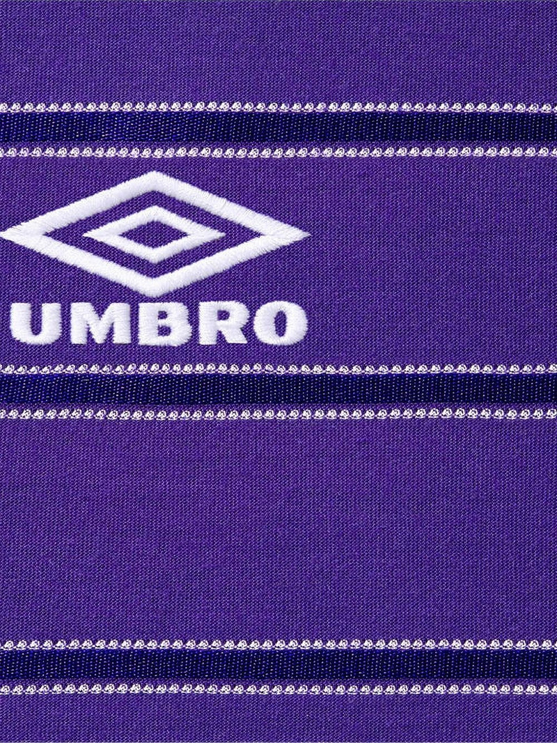 Supreme x Umbro® striped "SS 25 - Purple" soccer jersey outlook