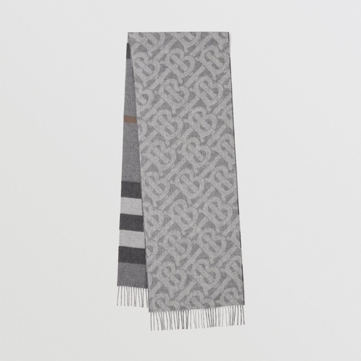 Reversible Check and Monogram Cashmere Scarf - 1