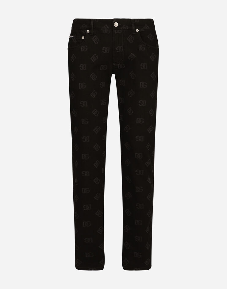 Black skinny jeans with all-over DG logo print - 3