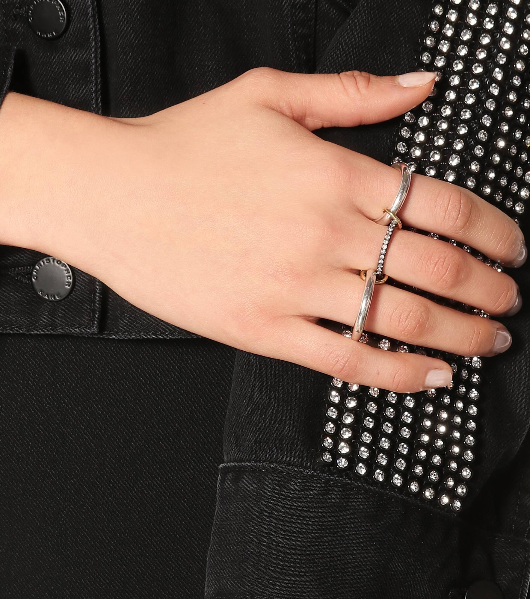 Libra Noir sterling silver and 18kt gold rings with diamonds - 5