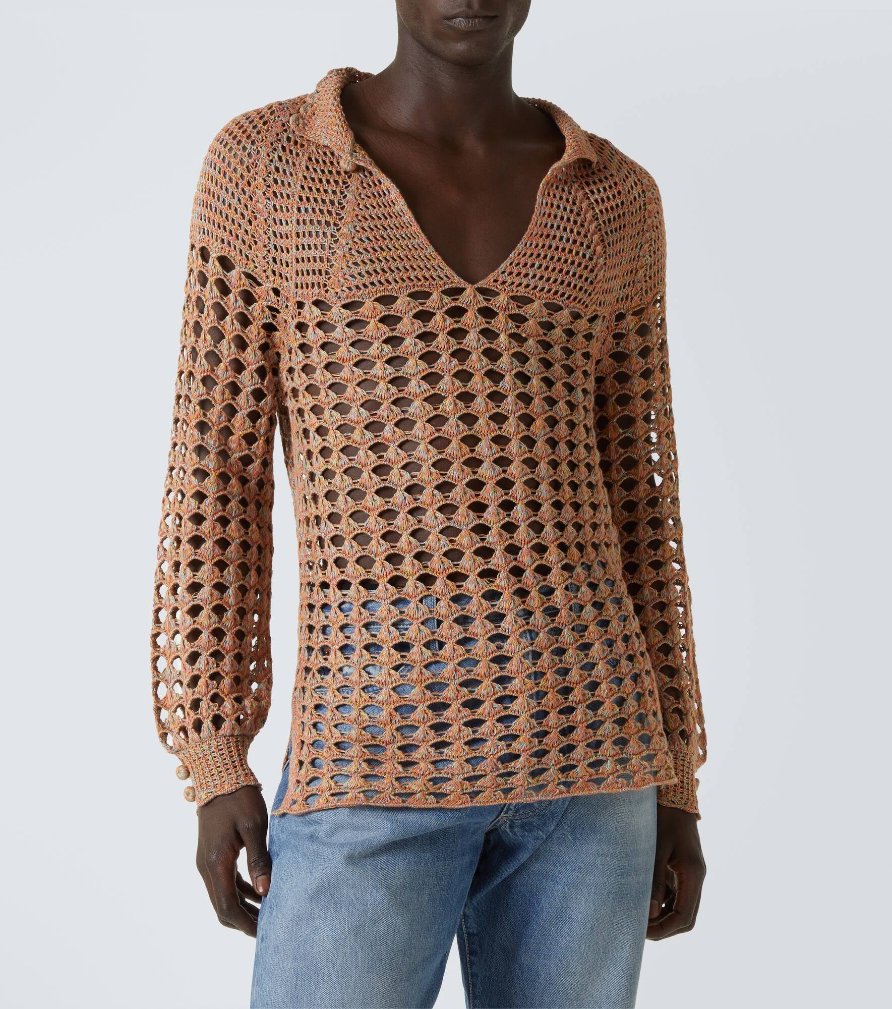 Crochet linen and cotton blouse - 3